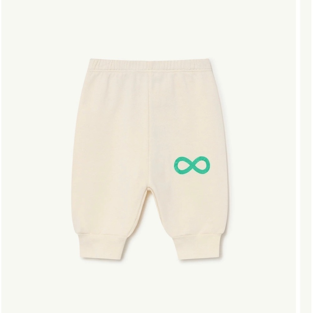 Cream Kids Sweatpants with Green Accent by The Animals Observatory